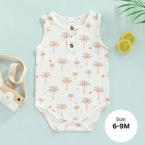 0-3M | BABY BOY SHORT SLEEVE ONESIE  | PALM TREE PRINT
